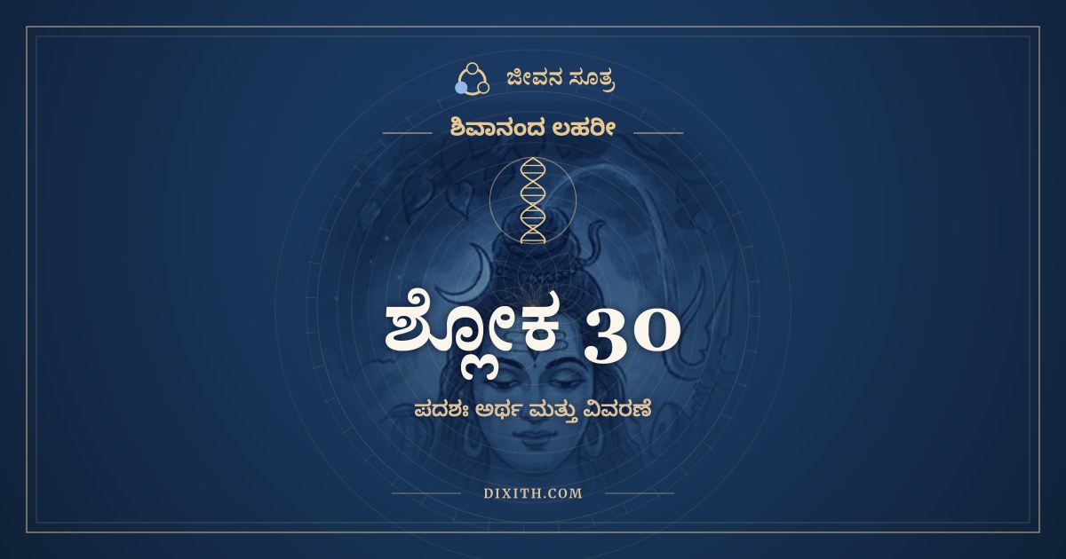 ಶ್ಲೋಕ 30, ಶಿವಾನಂದ ಲಹರೀ, ಜೀವನ ಸೂತ್ರ