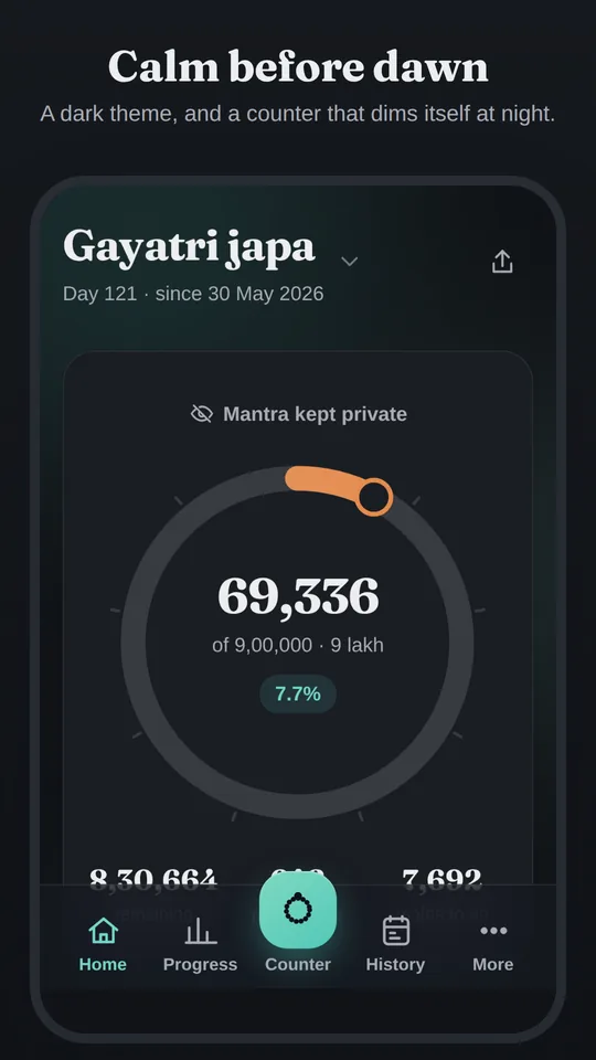 Abhyasa in the dark theme.