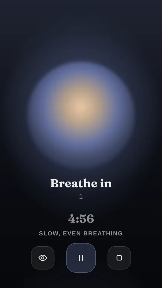 Guided breathing: a circle that grows as you breathe in.
