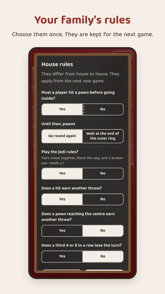 The house rules: your family's way, kept for the next game.