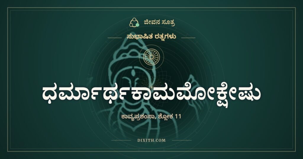 ಧರ್ಮಾರ್ಥಕಾಮಮೋಕ್ಷೇಷು, ಸುಭಾಷಿತ ರತ್ನಗಳು, ಜೀವನ ಸೂತ್ರ